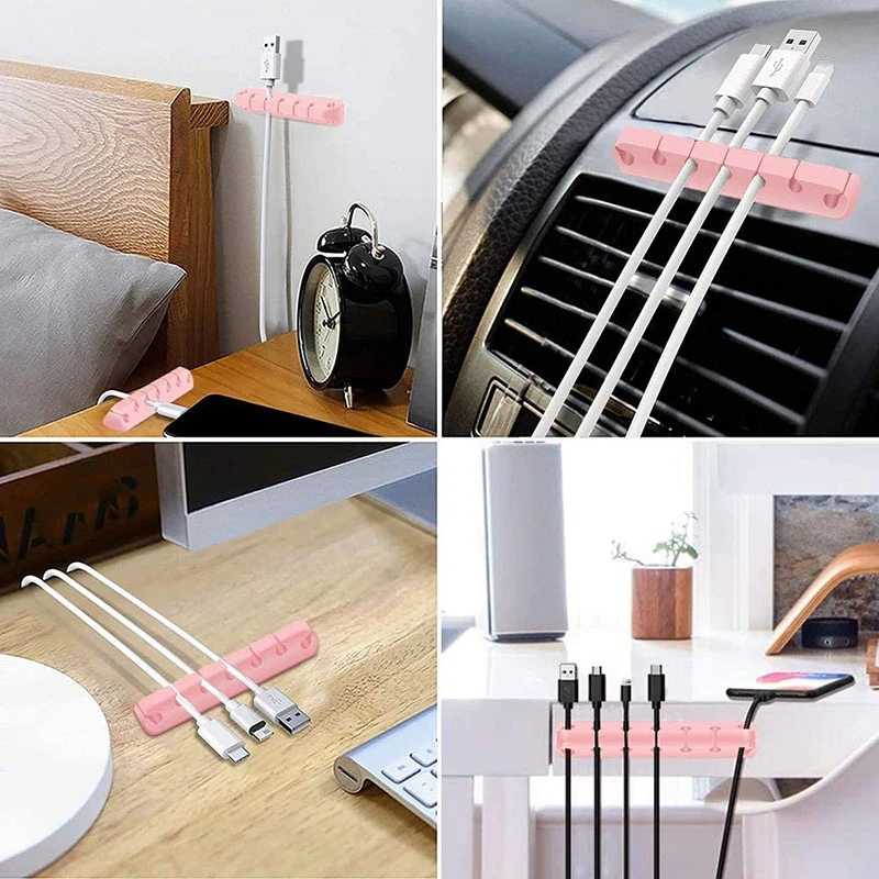 

Silicone Desktop Data Cable Holder Self-Adhesive Winder Cable Fixing Clip 3 Pack Cable Organizing Clip