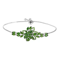 gz zongfa custom jewelry flower natural chrome diopside gem handmade 925 sterling silver bracelet women