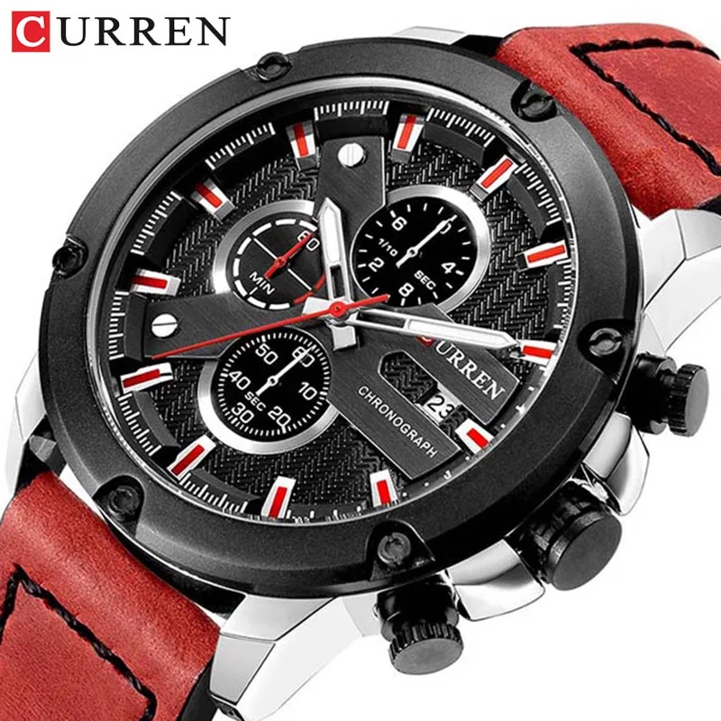 Часы наручные Curren Мужские кварцевые роскошные Брендовые спортивные