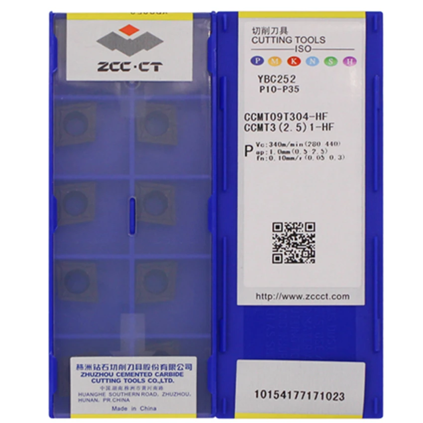 

ZCC.CT CCMT060202-HF/CCMT060204-HF/CCMT060208-HF/CCMT09T302-HF/CCMT09T304-HF/CCMT09T308-HF YBC252 CNC carbide inserts 10PCS/BOX