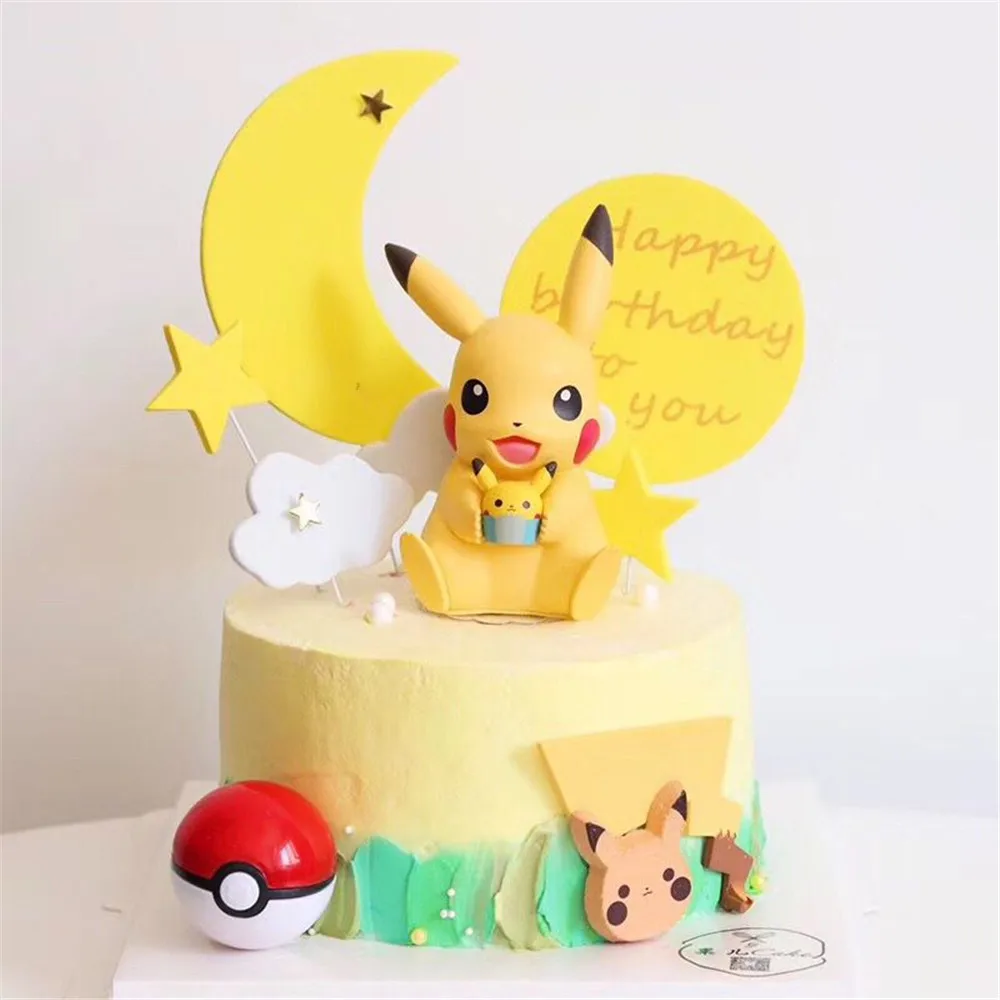 

1pcs Pokemon Pikachu Dolls Ornaments Cute Cartoon Figure Model Car Decoration Ornaments Cake Accessories Children Toy Gifts Y263