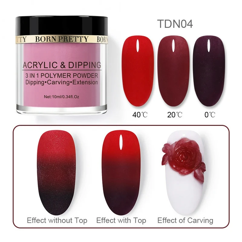BP-TDN04 BORN PRETTY, 10 мл, термопудра для ногтей 3 в 1, меняющая температуру, акриловый полимер, для вырезания, сделай сам, декор для ногтей - Цвет: BP-TDN04