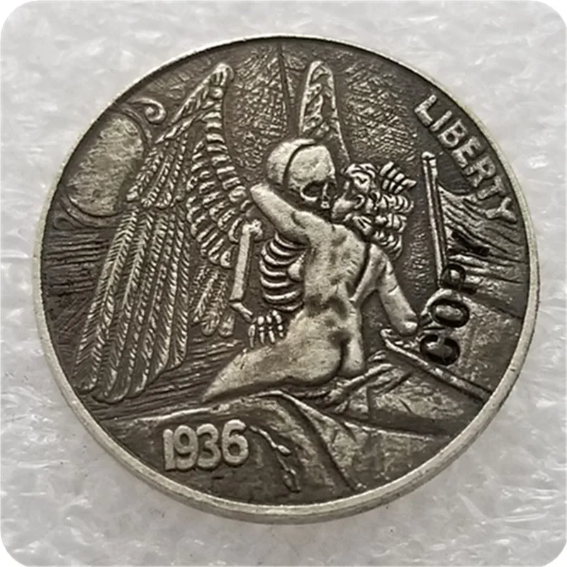 Хобо никеля Coin_Type # 64_1936 D с гравировкой в виде американского бизона из копии монет