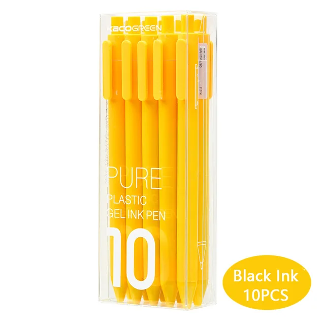 Yellow pen 10pcs KACO красочные знак ручка 10 цвета, шариковая ручка с сердечником прочная ручка 0,5 мм для школьников/рабочий/KACO пополнения чернил - Цвет: Yellow pen 10pcs