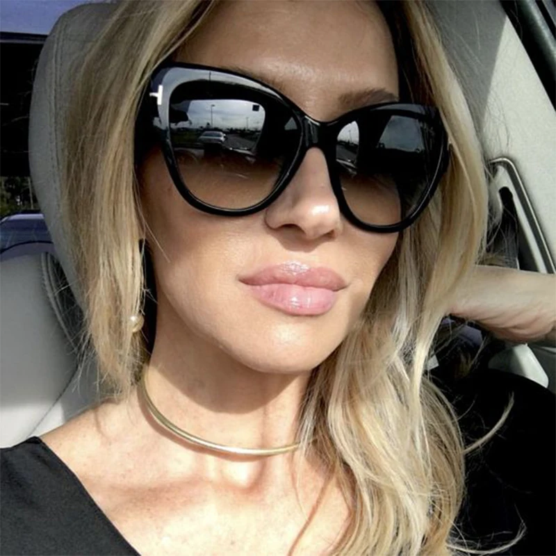 

Women Cat eye Sunglasses Vintage shades for women Luxury Brand Oversized Gradient Cateye women's sunglasses Sexy Big Glasses