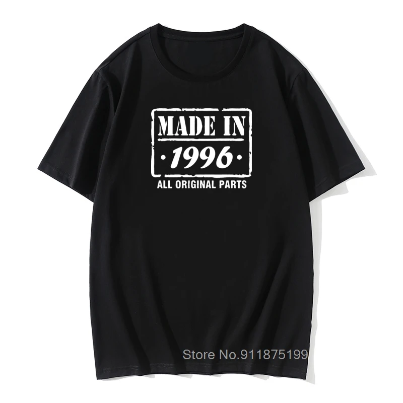 

2021 Fashion Solid Color MADE IN 1996 Printed T-shirt Mens Casual O-Neck Streetwear Spring Summer Trendy Hip Hop Tees Male Tops