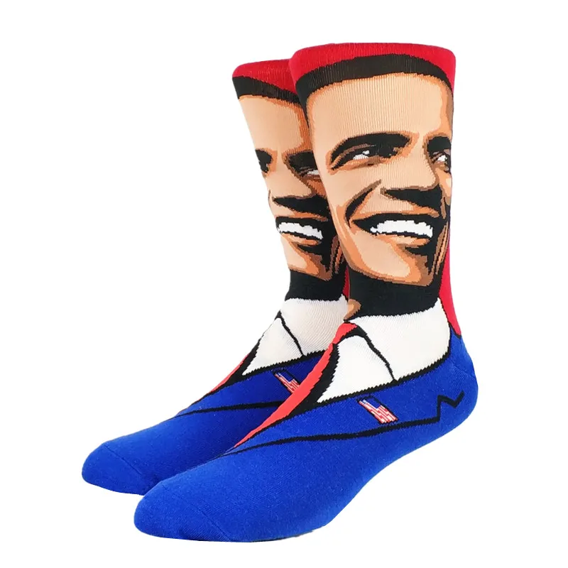 Забавные мужские носки американский президент Дональд Обама Трамп