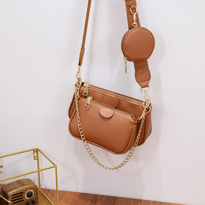 

Three-in-one Package PU Leather Crossbody Bags For Women 2021 Chain Shoulder bag Lady Handbags and Purses Female Travel Hand Bag