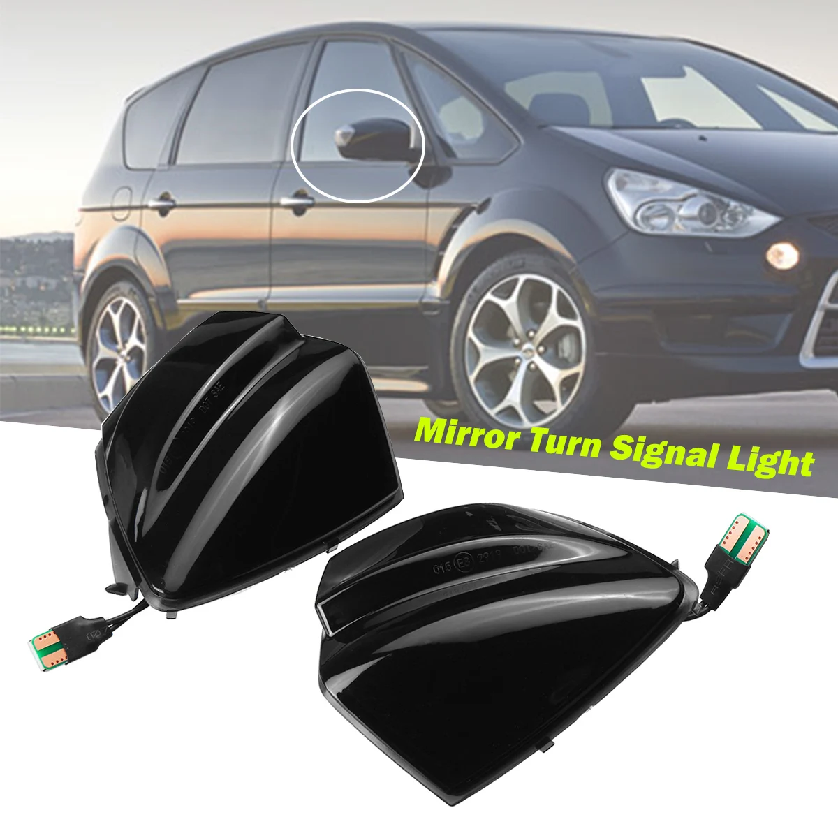 

2pcs LED Dynamic Mirror Indicator Light For Ford S-Max 07-14 Kuga C394 08-12 C-Max 11-19 Flowing Turn Signal Blinker Lamp