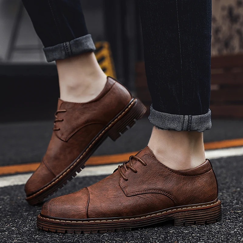 Genuine Leather Men's Dress Shoes British Style Fashion Lace Up Formal Oxford Classic Gentleman Business Shoe | Обувь