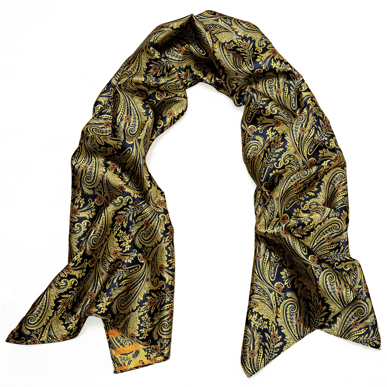 160*50 см роскошный шарф золотой жаккардовый пейсли шелковый осень-зима