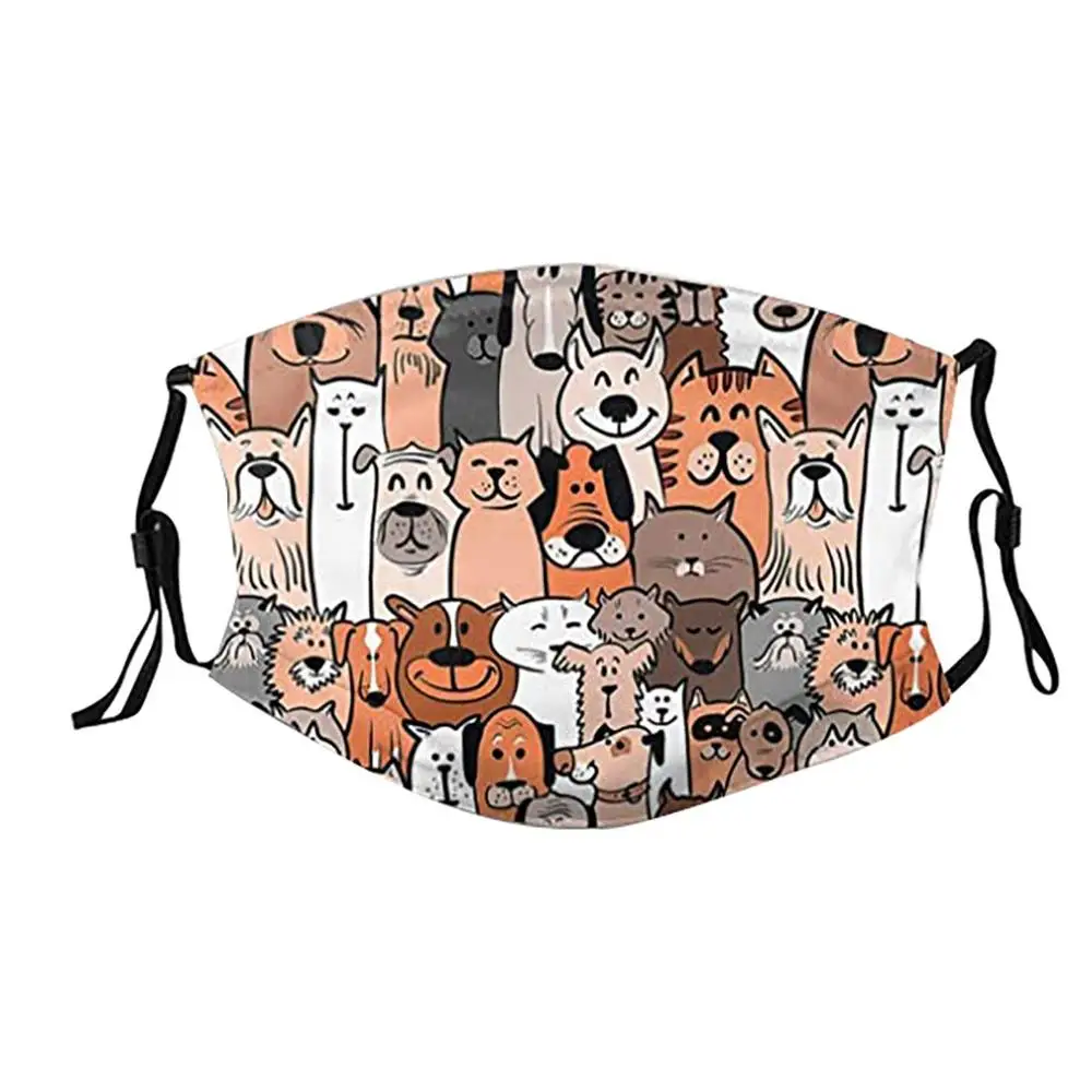 Взрослая моющаяся хлопковая маска для губ Гавайская кошка с принтом рот