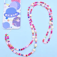 2021 chic beads long hanging neck mobile phone necklace lanyard mobile phone chain
