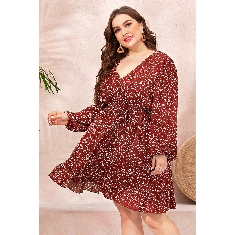Женское летнее платье оверсайз с V-образным вырезом и цветочным принтом | Женская