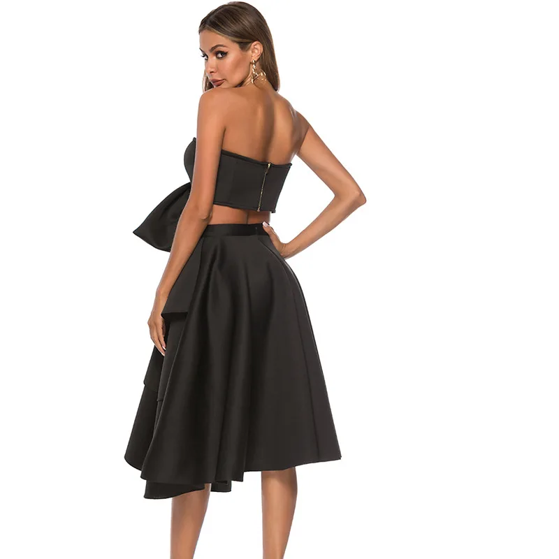 Женский летний комплект из двух предметов сексуальный укороченный топ и юбка с