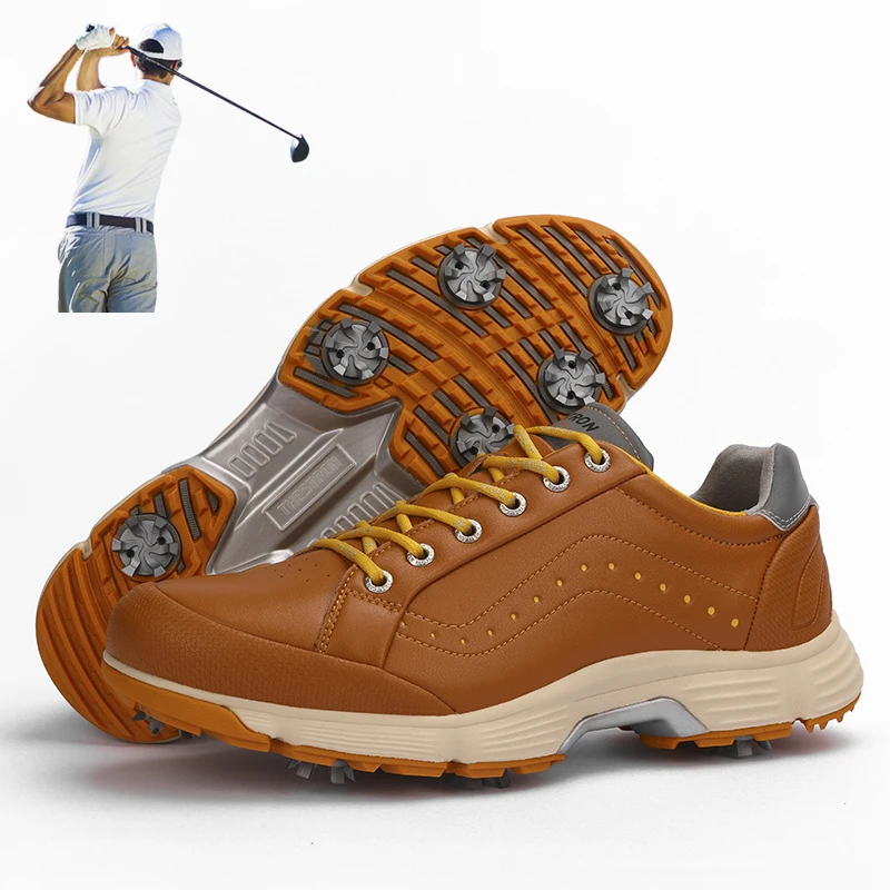 

2021 Spring New Outdoor Golf Sports Shoes Professional Rotating Buckle Sole Grass Golf Training Shoes Men's Plus Size Golfers