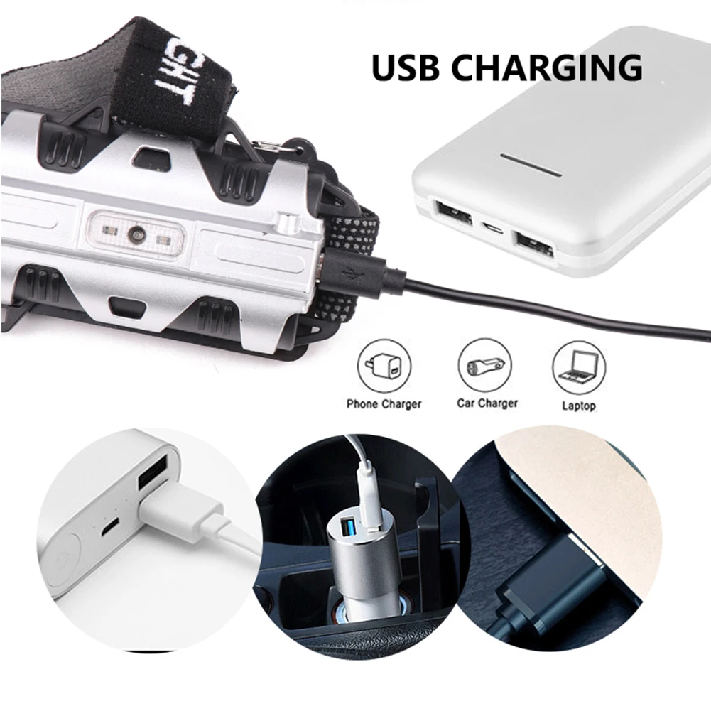 Светодиодный налобный светильник USB Перезаряжаемый головной индукционный