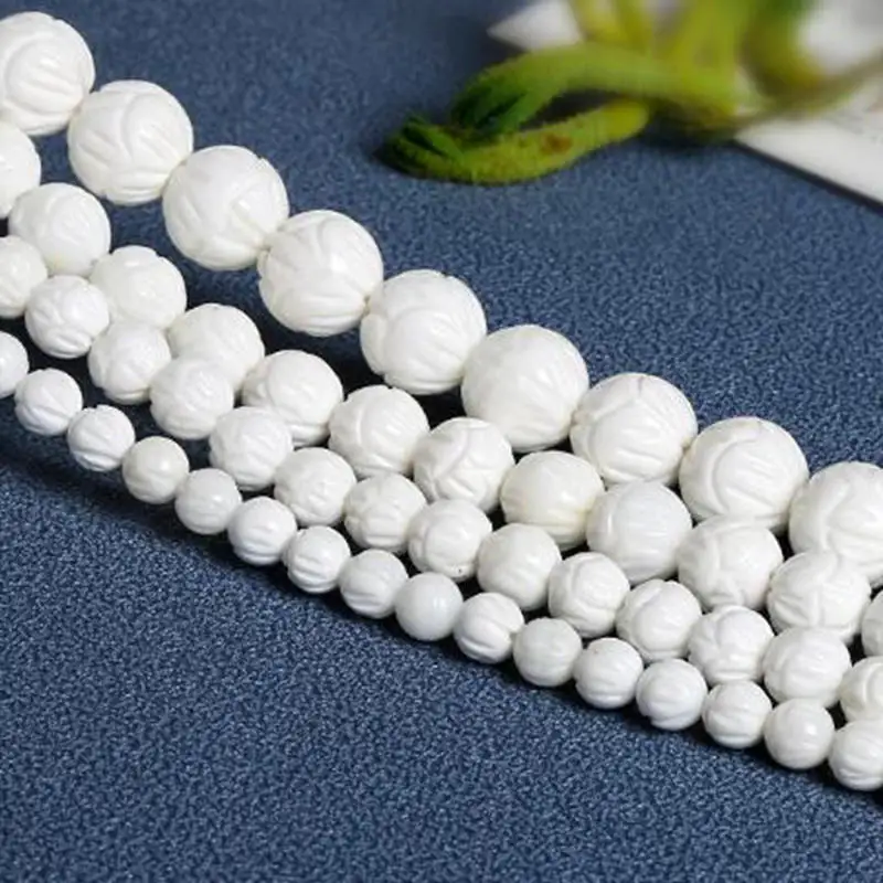 

Natural Shell Loose Beads Stone 6mm 8mm 10mm 12mm Lotus Round Necklace Bracelet Jewelry Making Accessories wk259