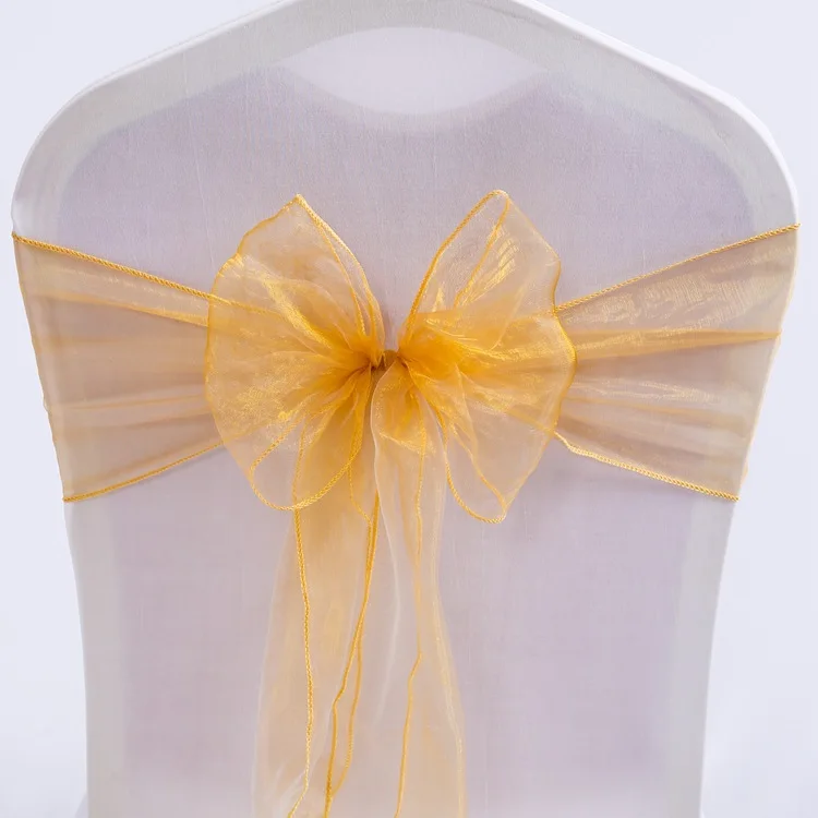 25 шт./лот розовая органза стул пояса свадебное кресло украшения ленты галстуки