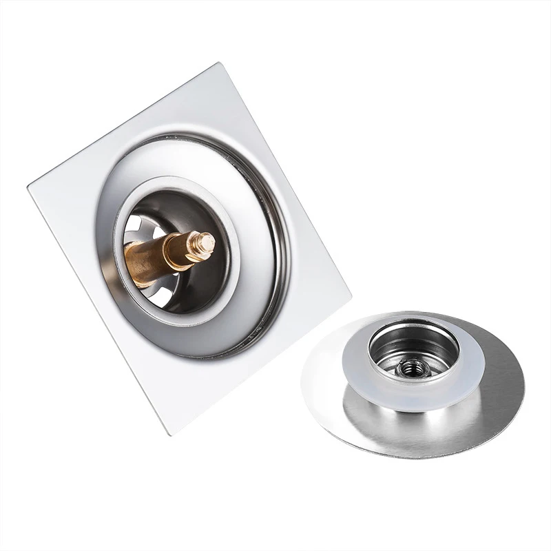 

Shower Stainless Steel Bounce Floor Drain Cover Square Bouncing Anti-smell Durable Waste Cover Floor Drain Pedal Type E7