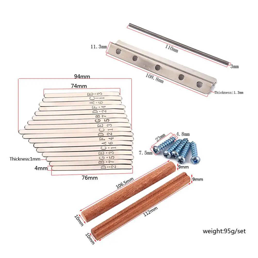 

Engraving Musical Steel Keys Set for 17-key Kalimba African Mbira Thumb Piano Finger Percussion Instrument Spare Parts Accessory