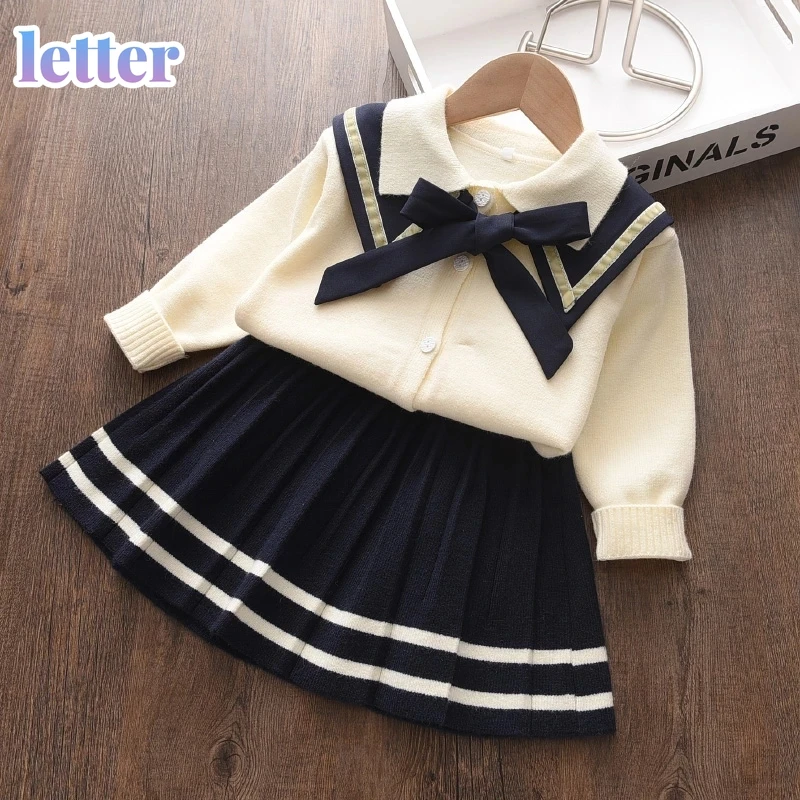 

Kids Winter Clothes Baby Girl Knitted Dress Warm Autumn Girls Ruffled Sleeve Lace Design Sweater Dress Outfits Dresses