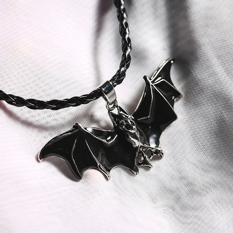 Вампир летучая мышь ожерелье Черное Ожерелье для женщин панк Готическая ночь