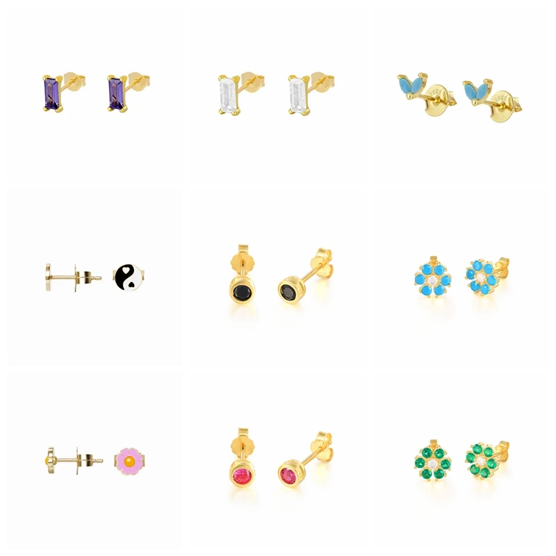 

BOAKO 925 Sterling Silver Zircon Stud Earrings Pendientes Plata Piercing Earring Jewelry for Woman 2021 Trend Bijoux Femme Arete