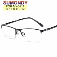 sumondy prescription glasses for myopia sph 0 to 12 men women metal half frame spectacles for nearsighted optics eyewear up027