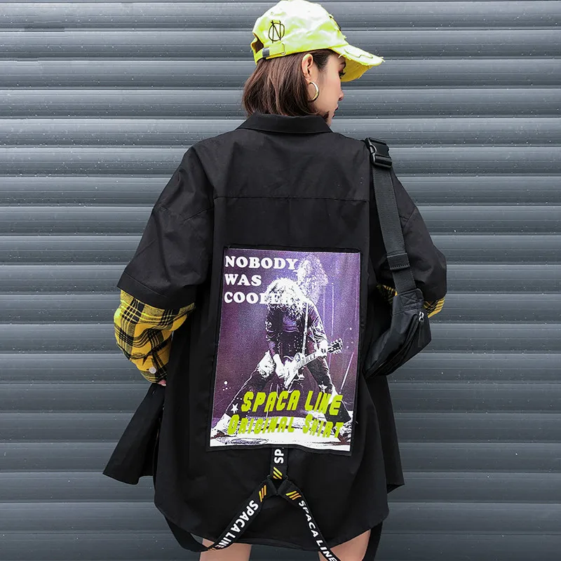 Инс поддельные из двух частей сетки оснастки рубашки женщин хип-хоп средней