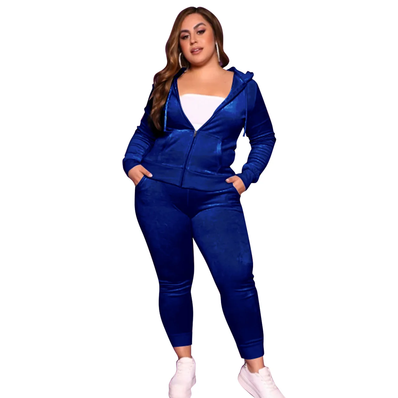 

Wholesale Y2k Two Piece Set Women Tracksuits 2021 Autumn Winter Streetwear Solid Color Long Sleeve Jacket Pants Sets