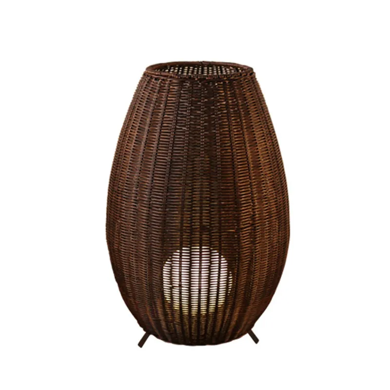 

Floor Lamps Asian Natural Rattan Standing Lights Living Room Bedroom and Garden Courtyard Lawn Waterproof Landscape Decor Lights