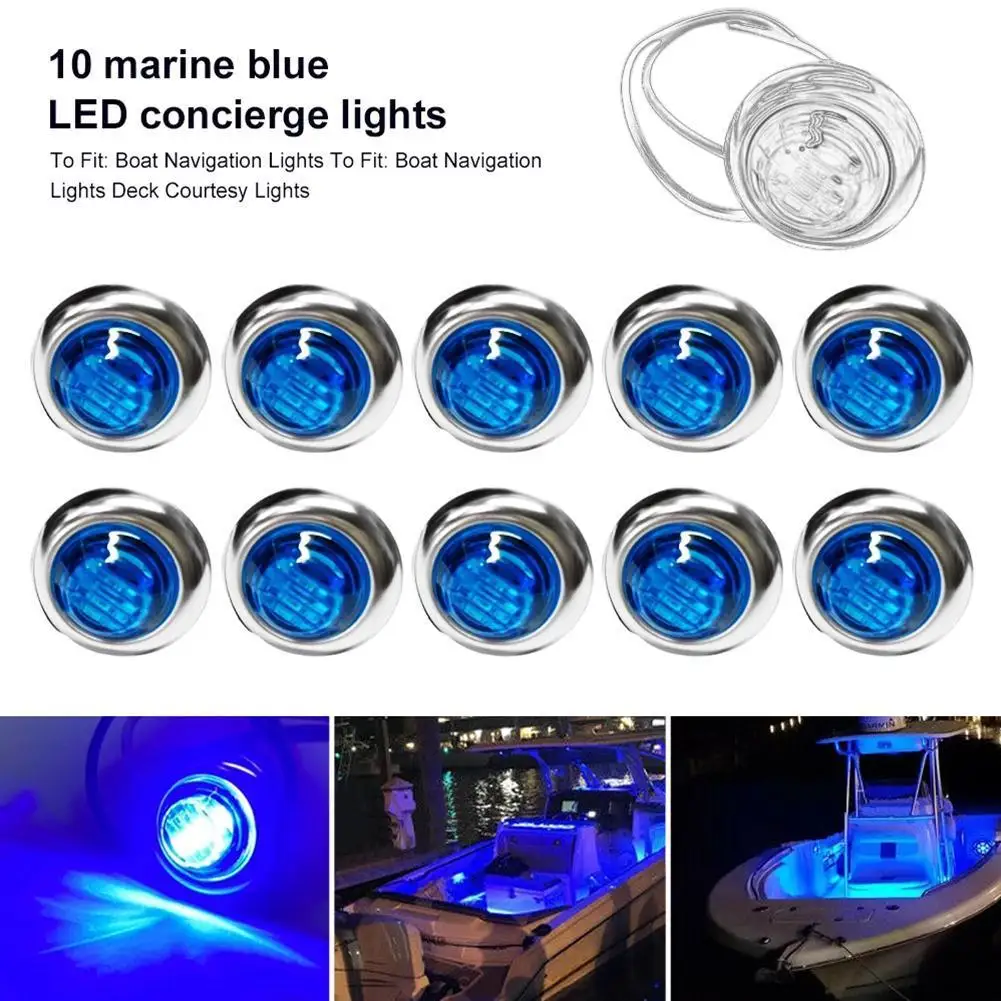 

10 шт., 12 В, Морская Лодка, задний фонарь, светодиодный задний фонарь, водонепроницаемый IP67, боковой маркер для яхты, синий свет