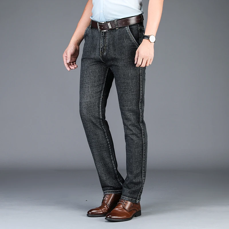 Мужские прямые джинсы в деловом стиле Осень зима 2019 новые эластичные джинсовые