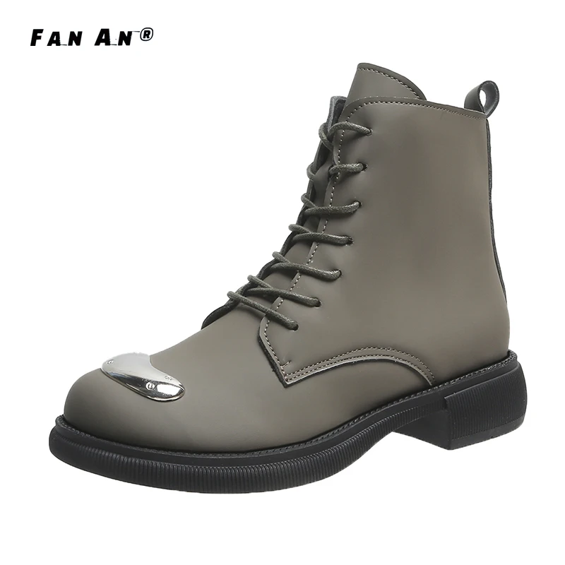 

Shoe for Women Boots 2021 Autumn New Lace-up Martin Boots Metal Buckle Fashion Big Head Short Boots Women Thigh High Boots