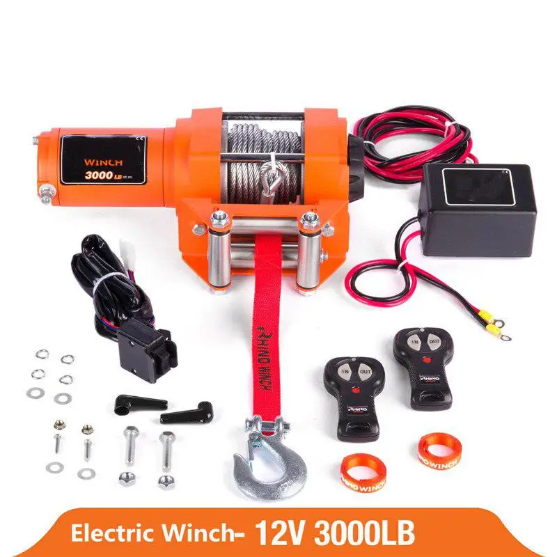 12V электрическая лебедка 3000 фунтов с тросом+ монтажная пластина+ беспроводной пульт дистанционного управления сверхмощная лебедка ATV