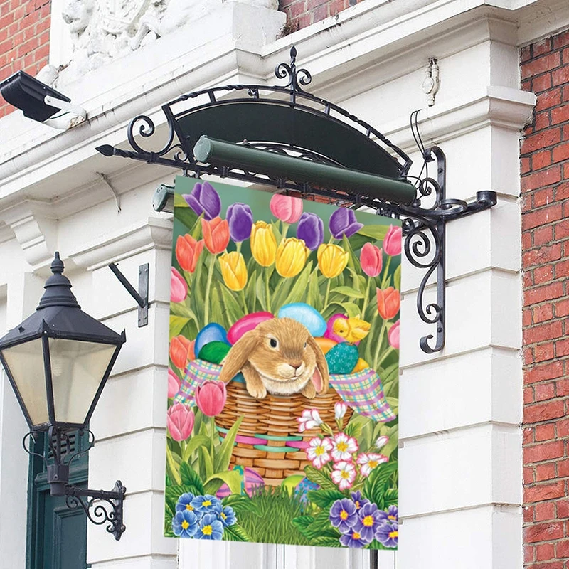Модные Пасхальные вечерние украшения для дома и Садовый флаг кролик яйца принт