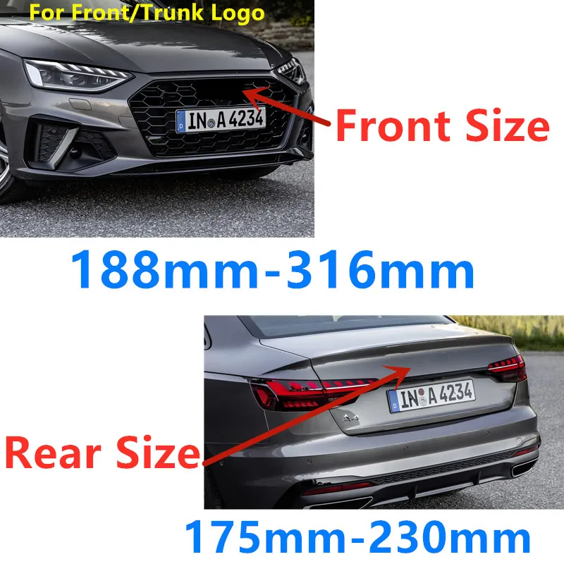 4 кольца ABS серебристый черный Автомобильный капот Передняя крышка гриль задний