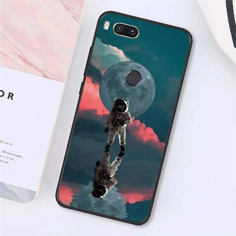 

Cartoon Space Moon Astronaut Phone Cases For Xiaomi Redmi note 7 8 9 t k30 max3 9 s 10 pro lite Luxury brand shell funda coque