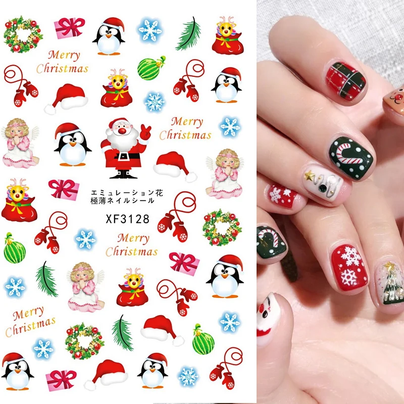 New Year Nail Art Sticker Set Colorful Luminous 3D Snowflake Elk Santa Claus 2021 Christmas Decorations | Красота и здоровье