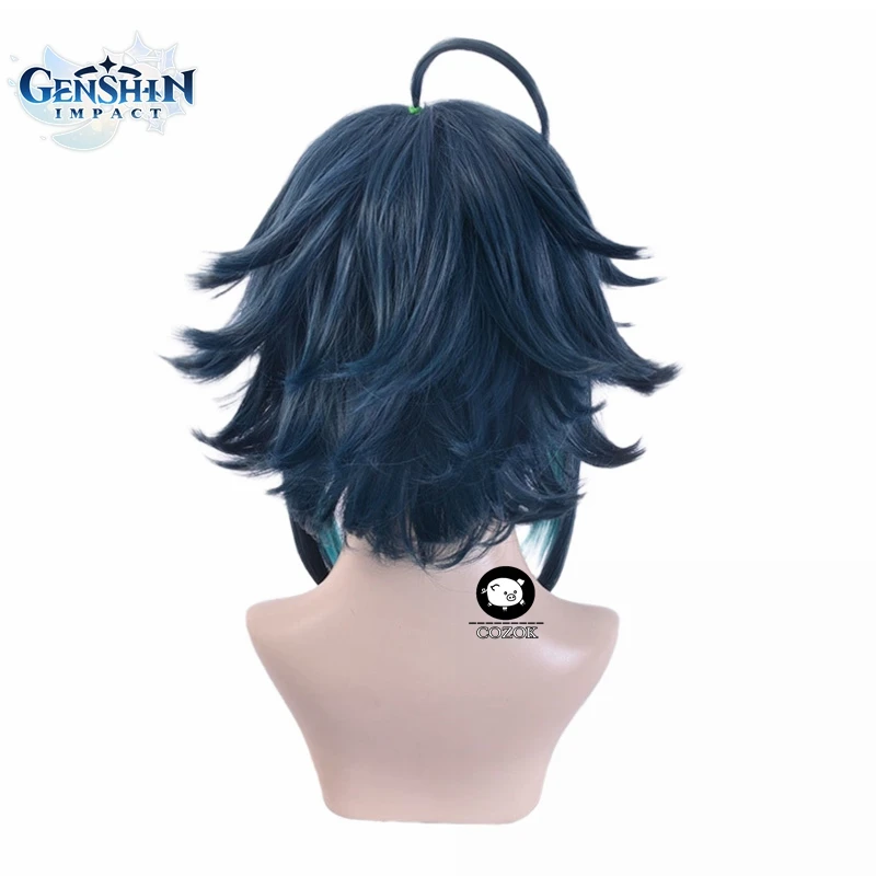

Game Genshin Impact Xiao Cosplay Wigs Mixed Blue Short Cosplay Wig Heat Resistant Synthetic Hair Halloween