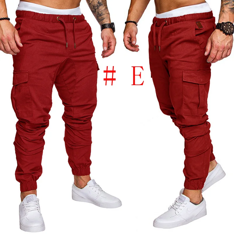 E Новые модные спортивные штаны, Мужские Jogger штаны похудания форма брюки повседневные брюки с эластичным поясом Мужские штаны длинные брюки - Цвет: E