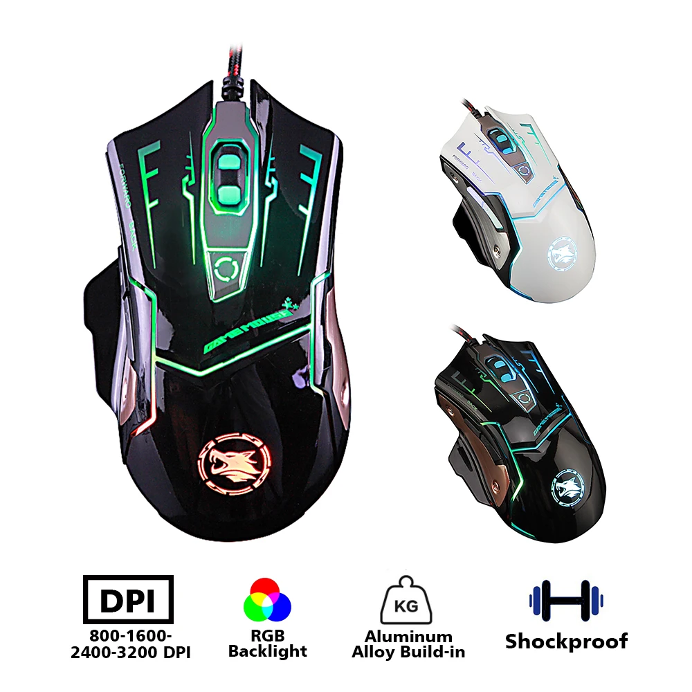 Профессиональная игровая мышь dpi Регулируемая rgb подсветка 3200 6 кнопок