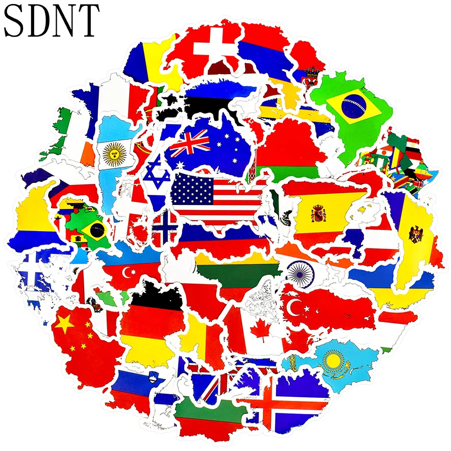 50 шт. национальные флаги туристические наклейки игрушки страны карта ПВХ для