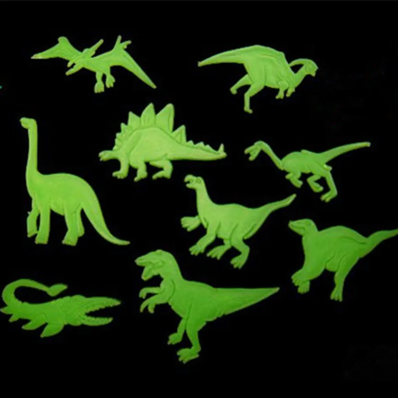 9-Piece Fluorescent Dinosaurs Stickers Set for Kids - Luminous Dinosaur Toys that Glow in the Dark image 3