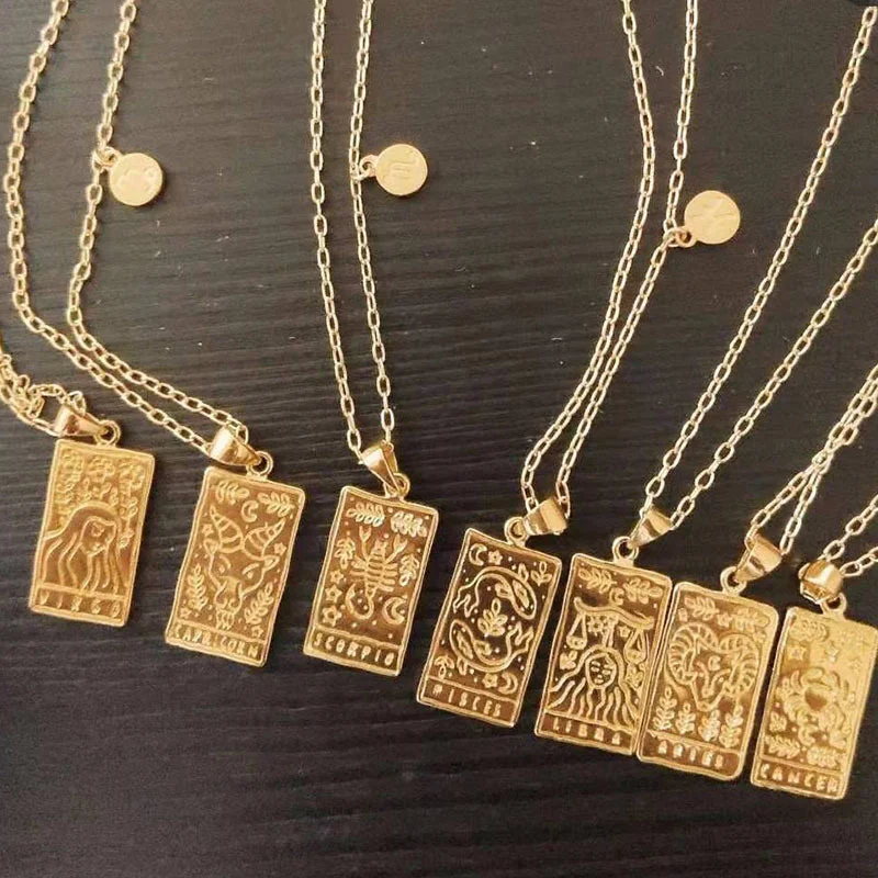 

Stainless Steel 12 Twelve Constellations Pendant Necklace Female Gold Plated Gift For Women Accessories Designer Jewelry 2021
