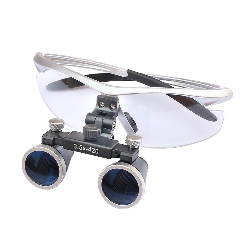 High Quality Magnifying Glasses 2.5/3.5X420mm Galilean Binocular Magnifier Dentistry Surgical Loupes+LED Medical Dental Headlamp