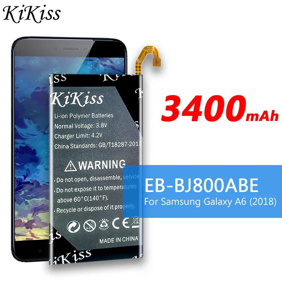

EB-BJ800ABE 3400mAh Battery For Samsung Galaxy A6 (2018) SM-A600 A600F For Galaxy J6 J600F High Quality Replacement Batteria
