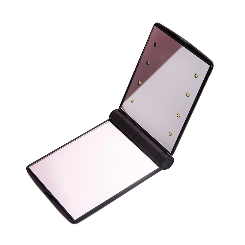 8 LED Black 8 светодиодный фонарь зеркало для макияжа с подсветкой, мини карманное зеркало портативное гибкое складное косметическое зеркало светодиодный зеркало - Цвет: 8 LED Black