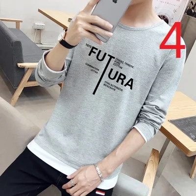 

Bottoming shirt men's long-sleeved autumn and winter plus velvet stripes trend Korean slim cotton t-shirt